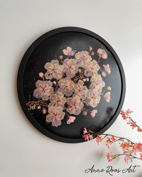 Golden Blossom Medium Round Original (with frame) - Image 2