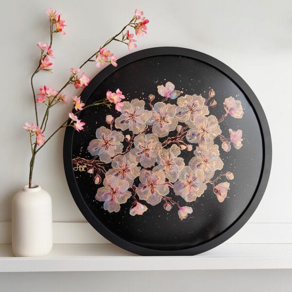 Golden Blossom Medium Round Original (with frame)