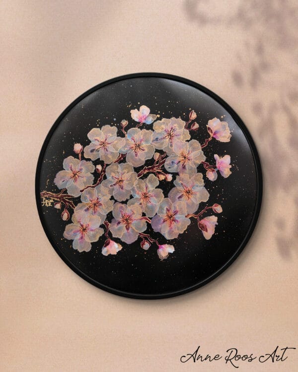 Golden Blossom Medium Round Original (with frame) - Image 3