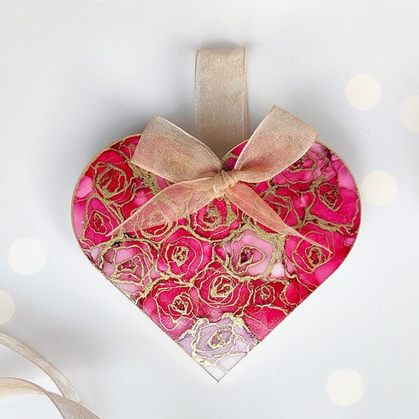 Pink Heart of Roses - Christmas Ornament