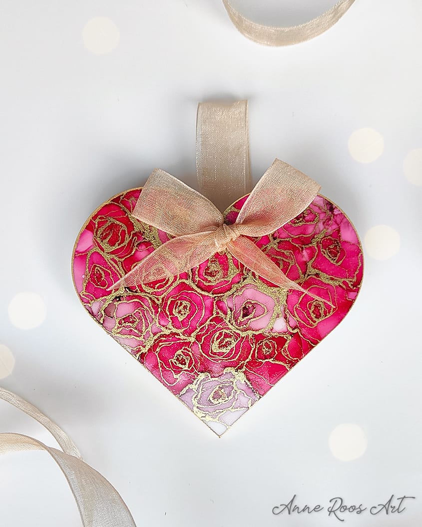 Pink Heart of Roses - Christmas Ornament
