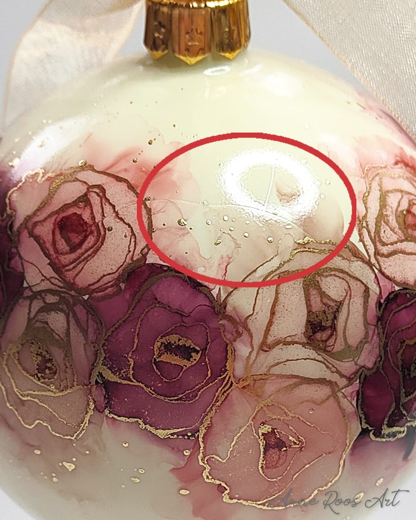 Romantic Roses Bauble - Handpainted Glass Christmas Ornament (Reduced price 1) - Image 2